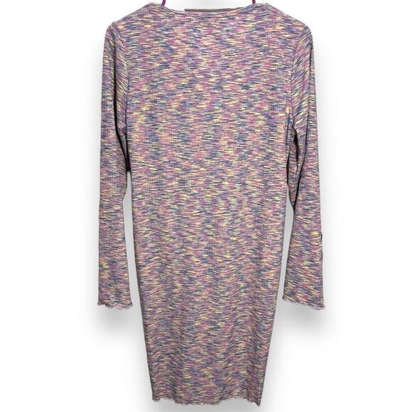 Lisa Says Gah 90s Lotta Dress Berry Pink Bodycon Short Long Sleeve V-Neck XL - Picture 4 of 9